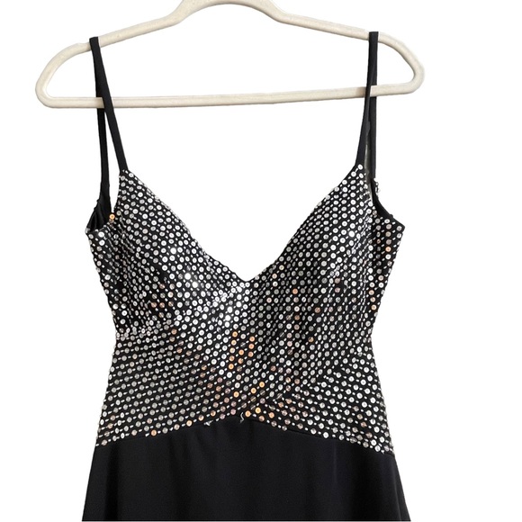 Cache Black Silver Sequin Formal Dress Size 10 - Picture 2 of 7